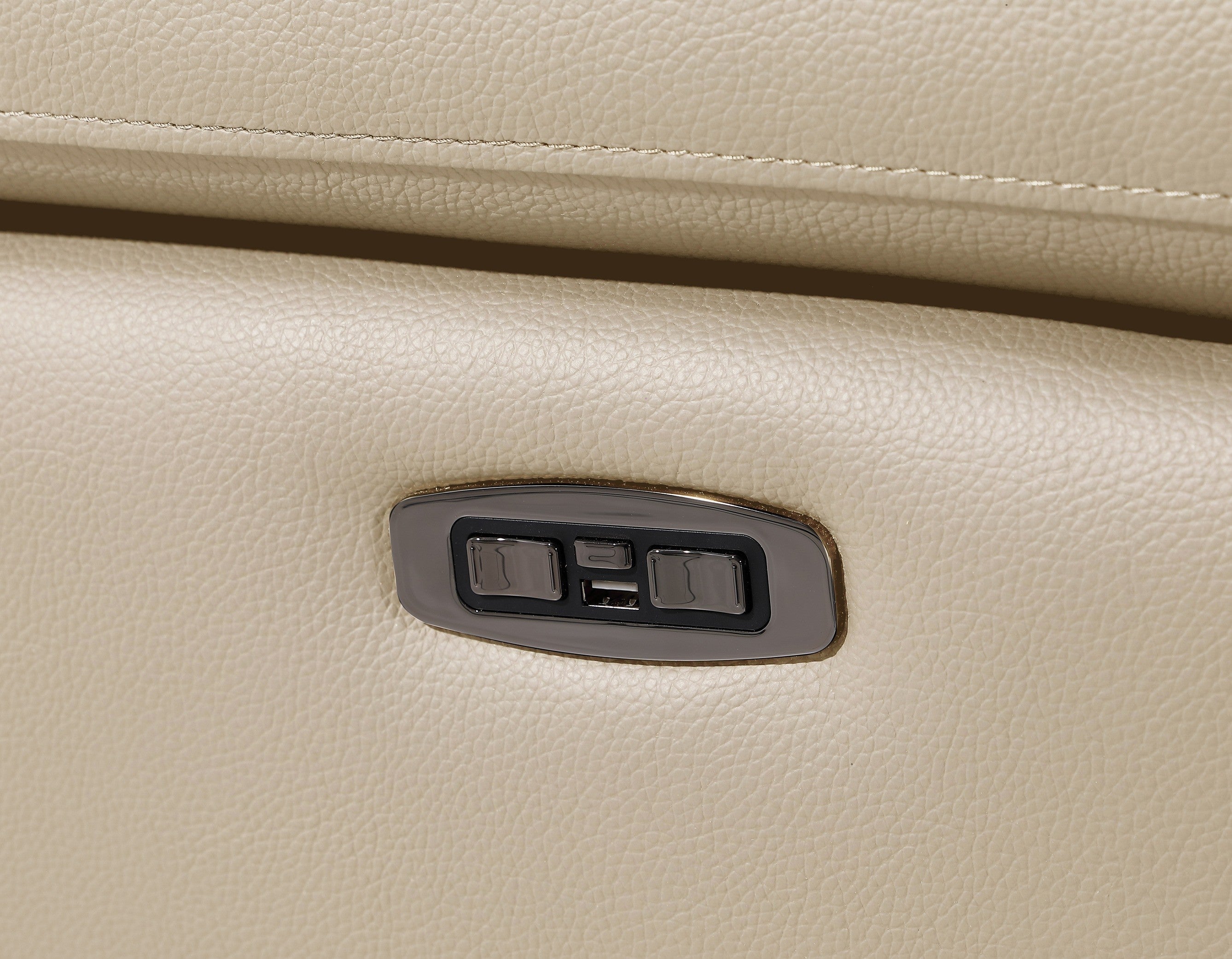 1246 - DivanItalia Beige Top Grain Italian Leather Loveseat with Power Headrest