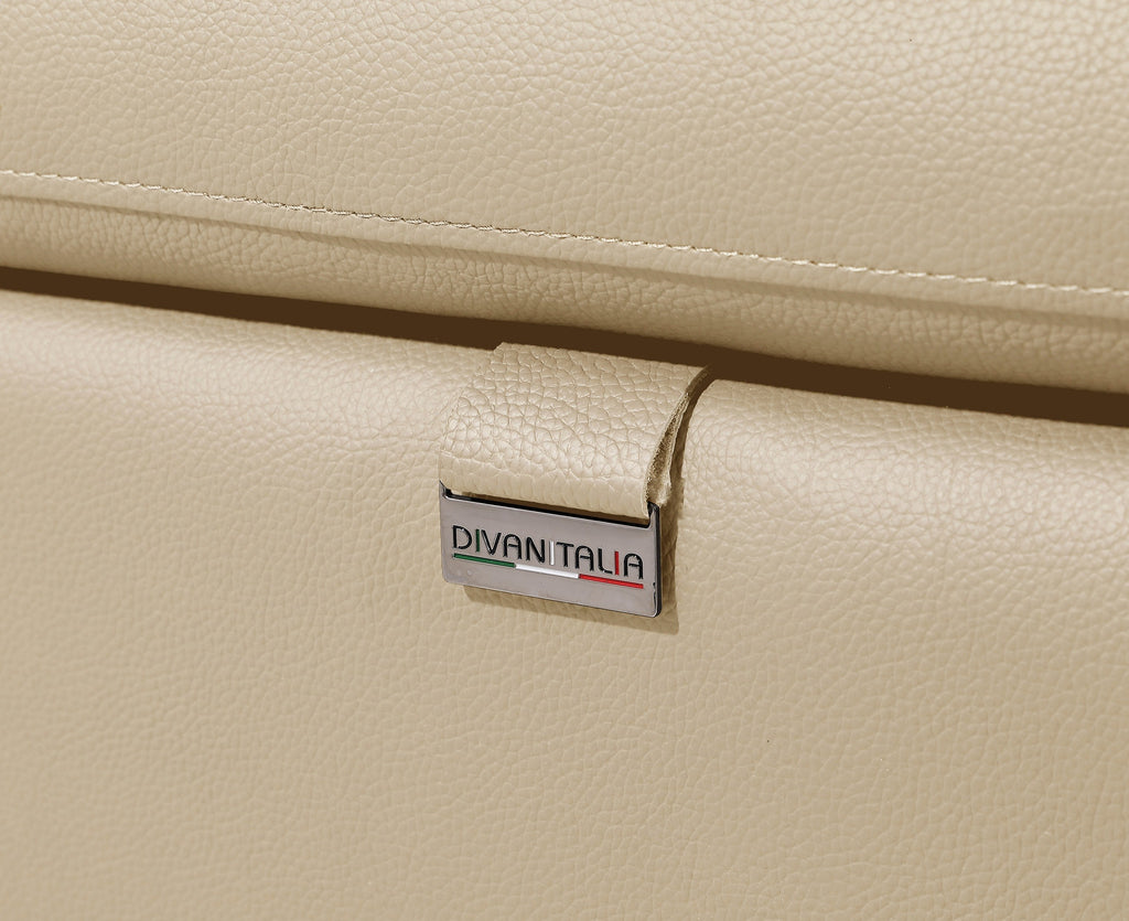 1246 - DivanItalia Beige Top Grain Italian Leather Loveseat with Power Headrest