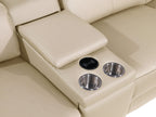 1246 - DivanItalia Beige Modular Power Triple Reclining Triple Console Sofa with Power Reclining Headrests - Top Grain Italian Leather
