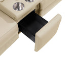 1246 - DivanItalia Beige Modular Power Triple Reclining Triple Console Sofa with Power Reclining Headrests - Top Grain Italian Leather