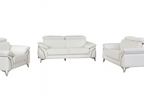 727 Divanitalia 3-Piece Sofa Set with Adjustable Headrest in Top-grain Italian Leather - White - SKU 727- WHITE 3PC (S/L/CH) - GROUP - view 3