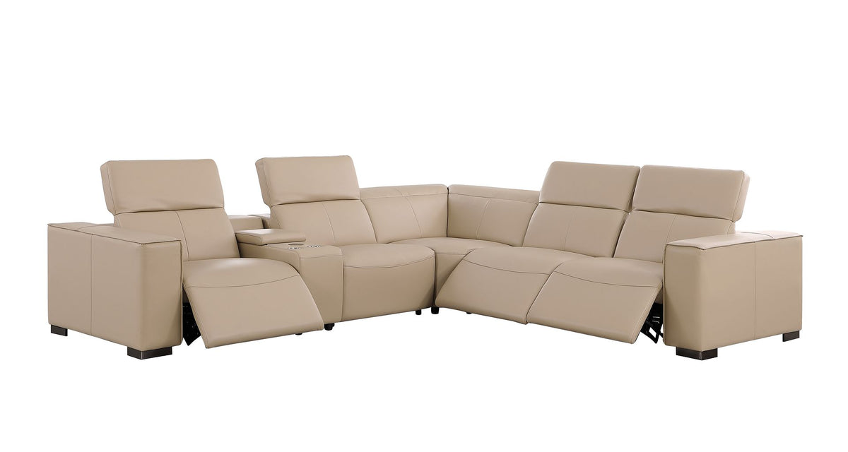 1208 6-Piece L-Shaped Leather Reclining Sectional Sofa with 3 Power Recliners - Beige - SKU 1208-BEIGE-6PC-3PWR-SECTIONAL-GROUP - view 4