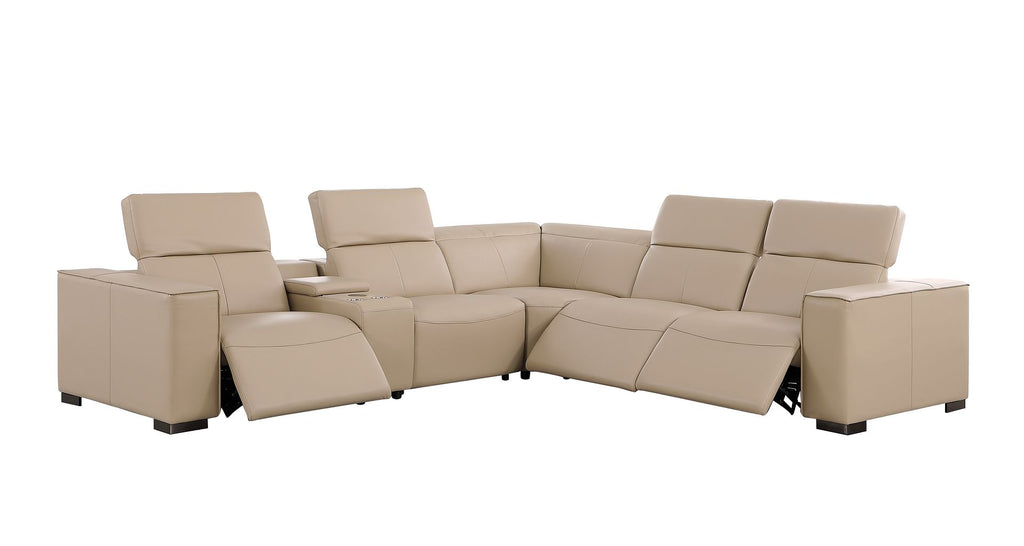1208 6-Piece L-Shaped Leather Reclining Sectional Sofa with 3 Power Recliners