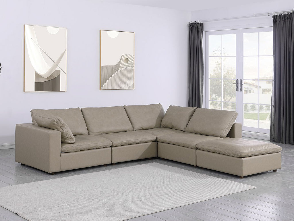 1100 Divanitalia 5-Piece Right Arm Facing 3-Seat Sectional Sofa - Top-grain Italian Leather - Beige