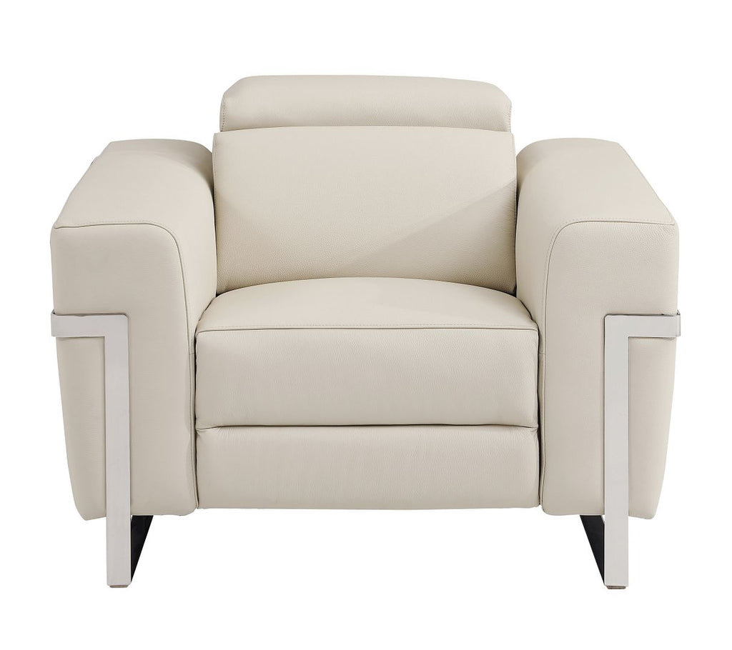 990 Divanitalia Power Reclining Arm Chair with Power Headrest in Top-grain Italian Leather - Beige - SKU 990-BEIGE-CH