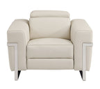 990 Divanitalia Power Reclining Arm Chair with Power Headrest in Top-grain Italian Leather - Beige - SKU 990-BEIGE-CH