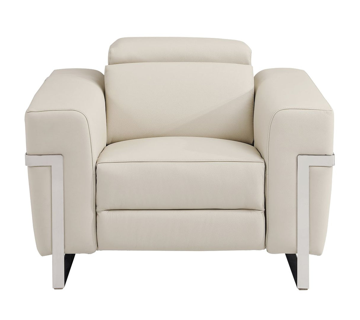 990 Divanitalia Power Reclining Arm Chair with Power Headrest in Top-grain Italian Leather - Beige - SKU 990-BEIGE-CH