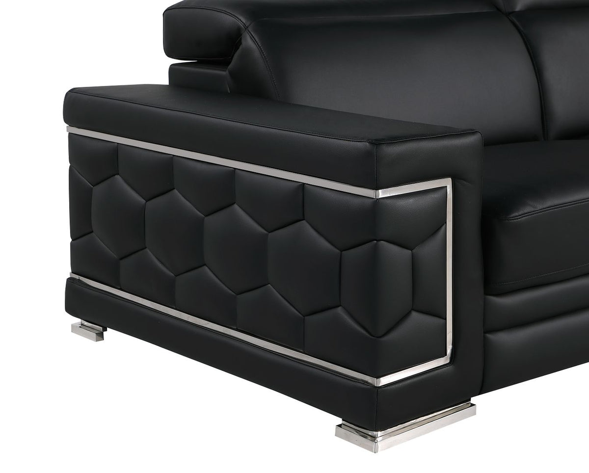 296 Modern Genuine Leather 3-Piece Sofa Set - Black - SKU 296-BLACK-3PC - view 11