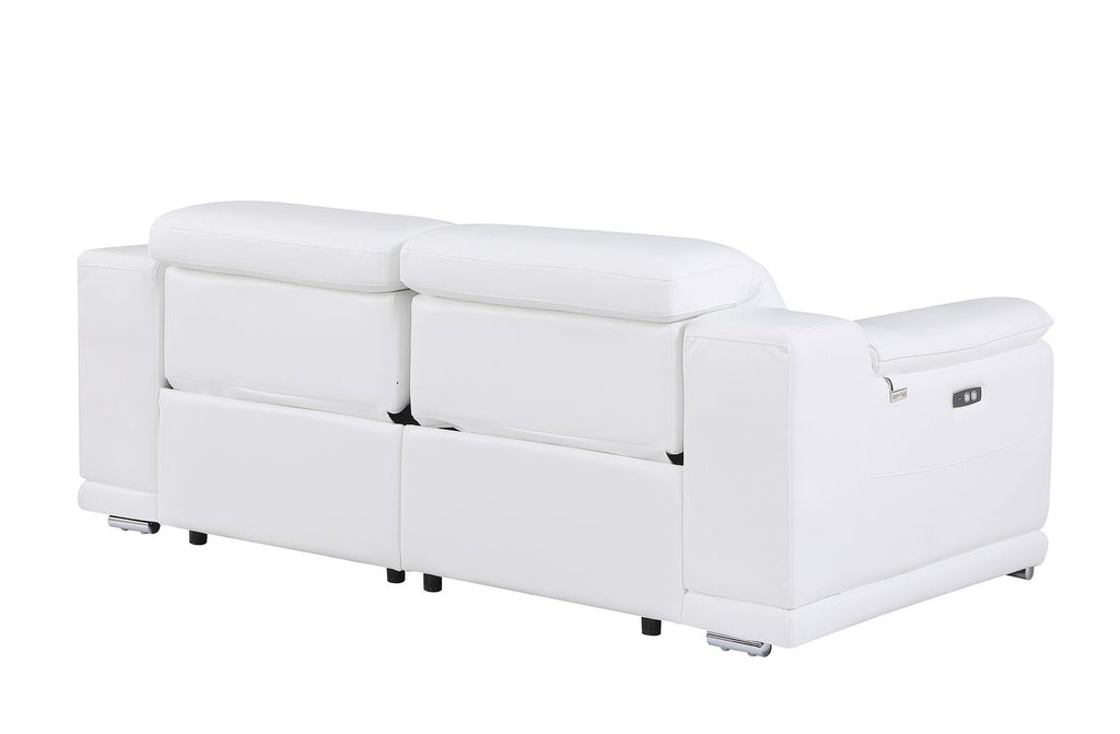 9762 Divanitalia 2-Piece Modular Power Reclining Console with 2 Power Recliners in Top Grain Italian Leather