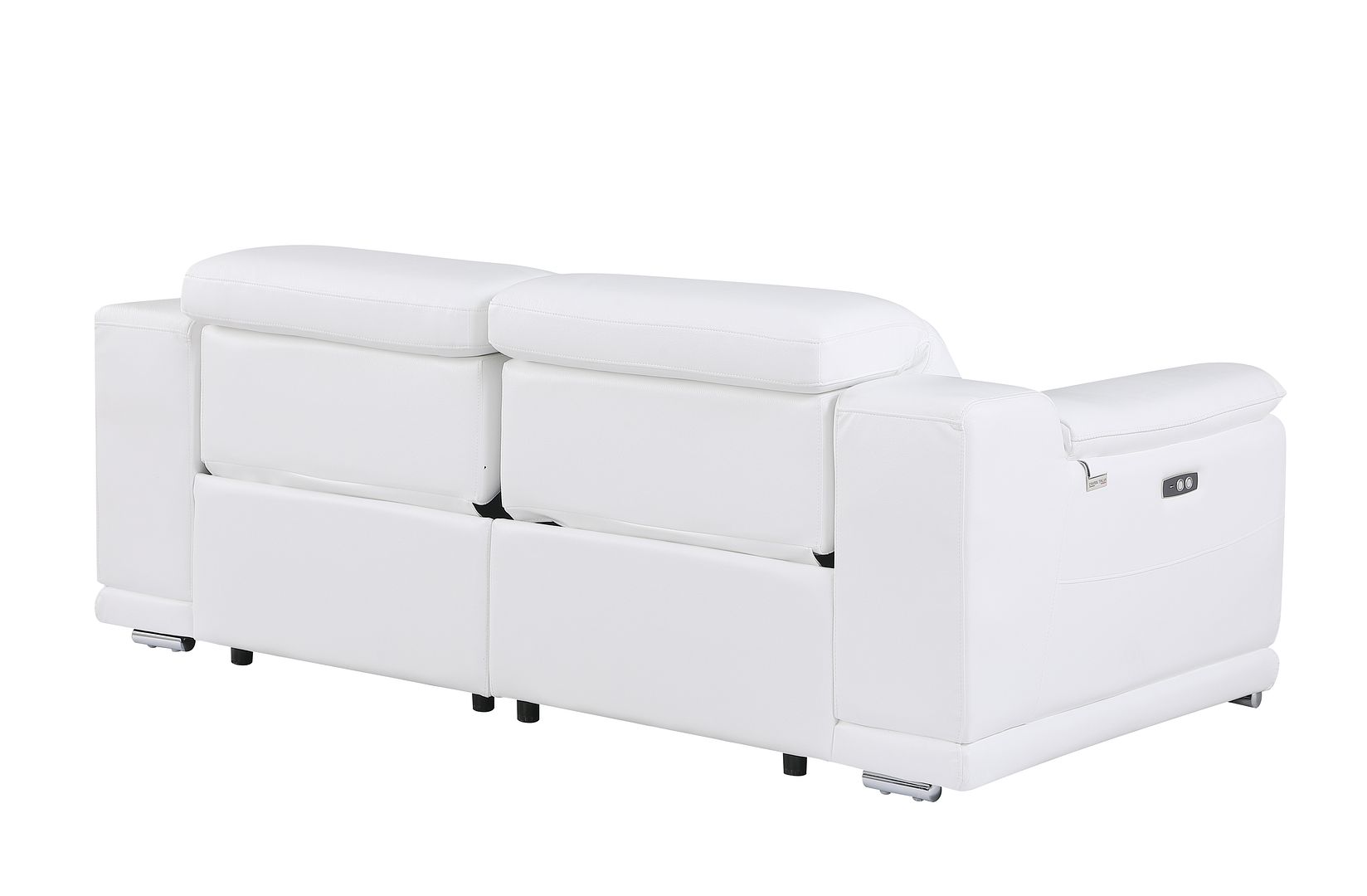 9762 Divanitalia 2-Piece Modular Power Reclining Console with 2 Power Recliners in Top Grain Italian Leather