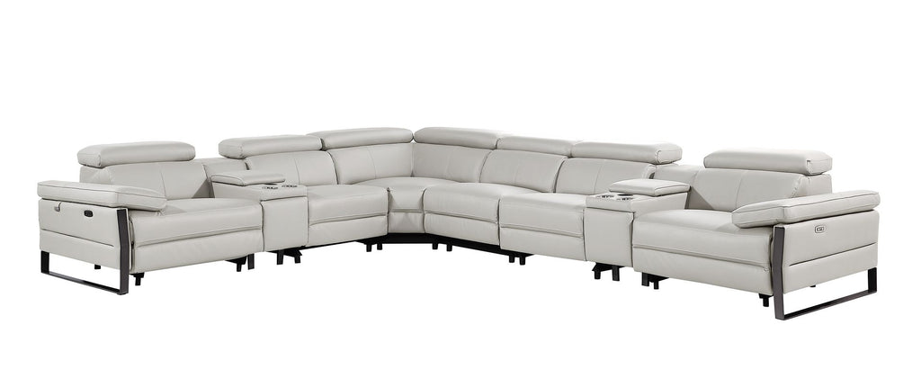1246 Divanitalia 8-Piece L-Shaped Modular Power Reclining Sectional Sofa with 3 Power Recliners and Power Headrests - Top Grain Italian Leather