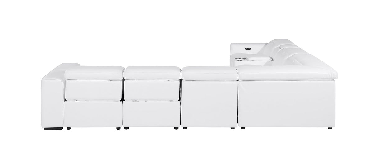 1224 Divanitalia 7-Piece L-Shaped Sectional Sofa in Top Grain Italian Leather with 3 Power Recliners & Power Headrests - White - SKU 1224-WHITE-7PC-3PWR-SECTIONAL - view 6
