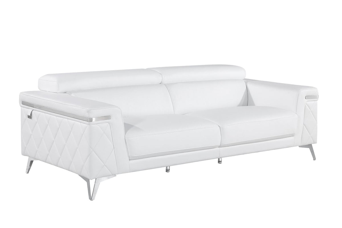 1140 Divanitalia 2-Piece Sofa Set with Adjustable Headrest in Top-grain Italian Leather - White - SKU 1140-WHITE-2PC - view 4