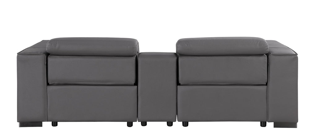 1208 Genuine Leather Dual Power Reclining Console Loveseat