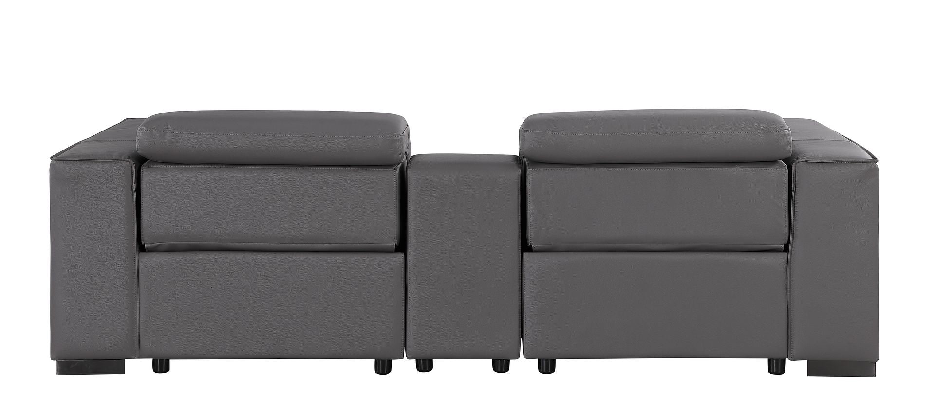 1208 Genuine Leather Dual Power Reclining Console Loveseat