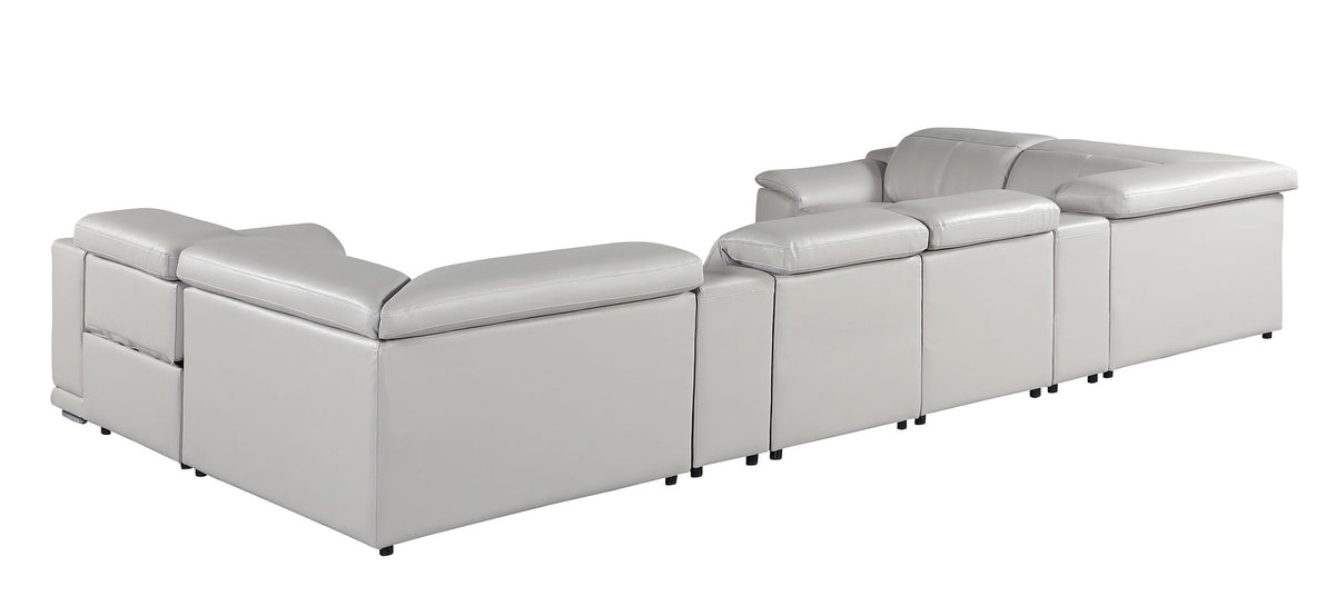 9762 Divanitalia 8-Piece U-Shaped Top Grain Italian Leather Sectional Sofa with 2 Power Recliners - Light Grey - SKU 9762-LT-GREY-8PC-2PWR-U-SECTIONAL-GROUP - view 7