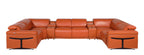 1126 Divanitalia 8-Piece U-Shaped Sectional Sofa in Top Grain Italian Leather with 4 Power Recliners & Power Headrests