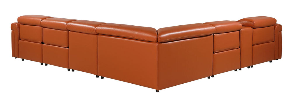 1126 Divanitalia 7-Piece L-Shaped Sectional Sofa in Top Grain Italian Leather with 4 Power Recliners & Power Headrests - Camel - SKU 1126-CAMEL-SEC-7PC-4PWR-SECTIONAL - GROUP - view 6