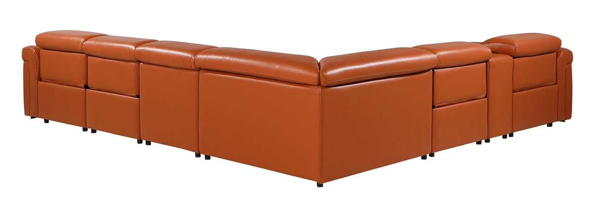 1126 Divanitalia 7-Piece L-Shaped Sectional Sofa in Top Grain Italian Leather with 4 Power Recliners & Power Headrests - Camel - SKU 1126-CAMEL-SEC-7PC-4PWR-SECTIONAL - GROUP - view 6