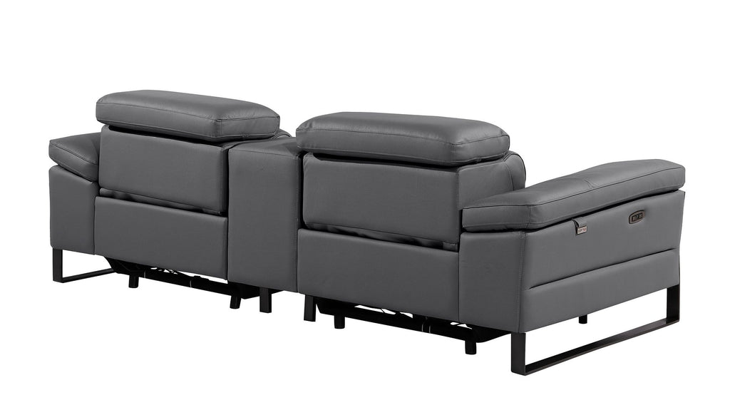 1246 Divanitalia Top Grain Italian Leather Console Loveseat with Power Headrest - Dark Grey - SKU 1246-DK-GREY-3.2-HT - view 6