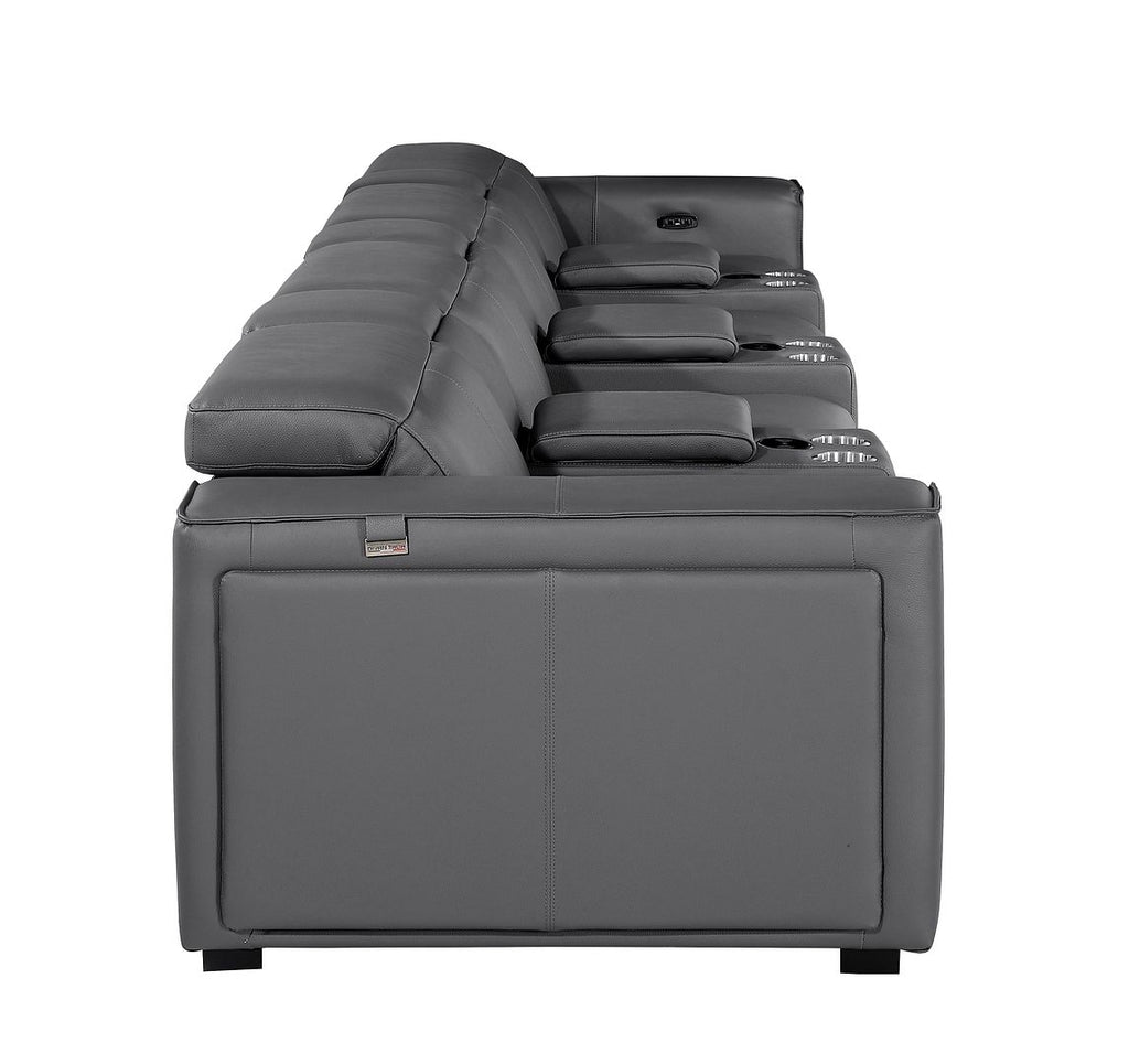 1224 Divanitalia 7-Piece Modular Power Reclining Sofa in Top Grain Italian Leather with 4 Power Recliners & Power Headrests