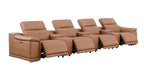 9762 Divanitalia 7-Piece Modular Top Grain Italian Leather Power Reclining Sofa with 4 Power Recliners