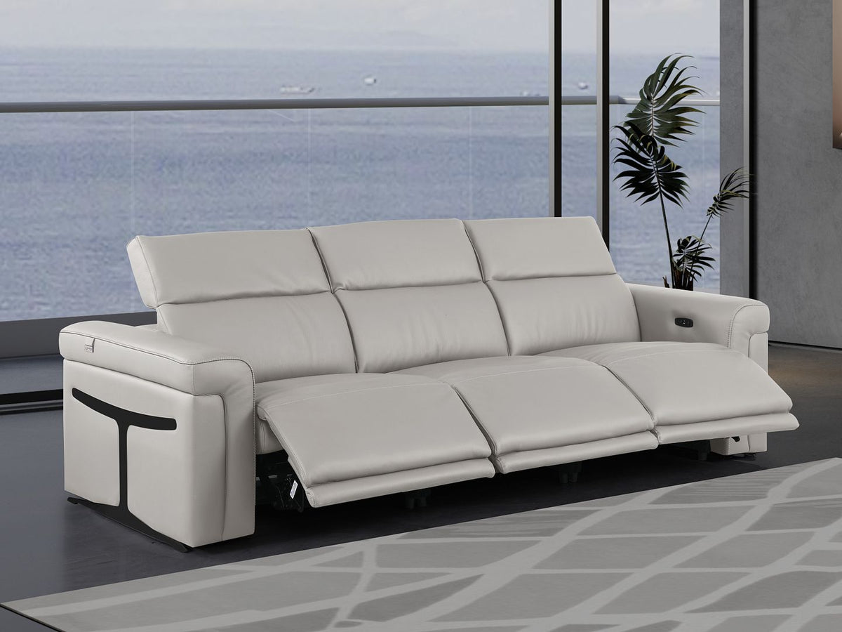 1126 Divanitalia 3-Piece Modular Power Reclining Sofa in Top Grain Italian Leather with 2 Power Recliners & Power Headrests - Light Grey - SKU 1126-LT_GREY-3.2-S-HT - view 2