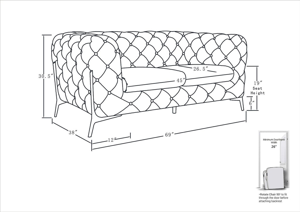 970 Divanitalia Loveseat in Top-grain Italian Leather - White - SKU 970-L-WHITE - view 11