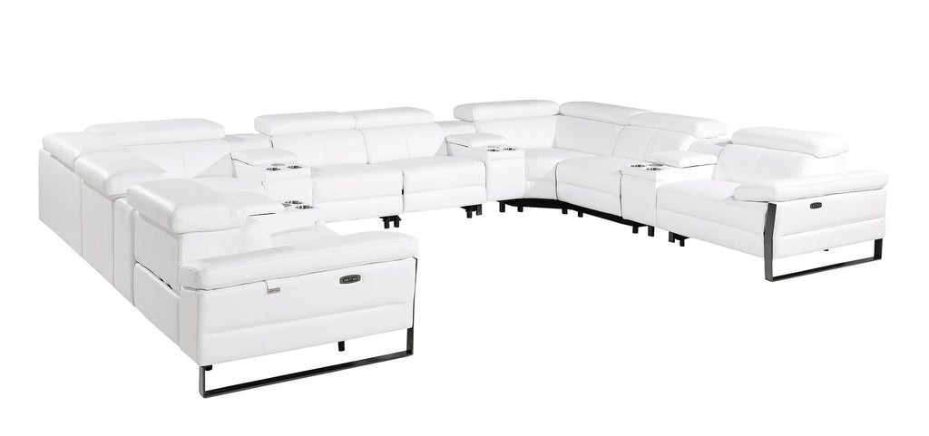1246 Divanitalia 12-Piece U-Shaped Modular Power Reclining Sectional Sofa with 4 Power Recliners and Power Headrests - Top Grain Italian Leather - Black - SKU 1246-BLACK-12PC-4PWR-U-SECTIONAL - view 4