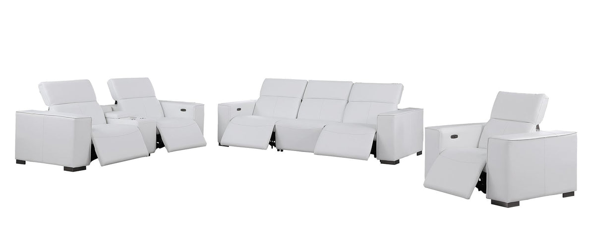 1208 Modular Leather Set with 5 Power Recliners & Power Headrests - White - SKU 1208-WHITE-7.5-HT-3PC - view 4