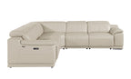 9762 Divanitalia 5-Piece L-Shaped Top Grain Italian Leather Sectional Sofa with 3 Power Recliners