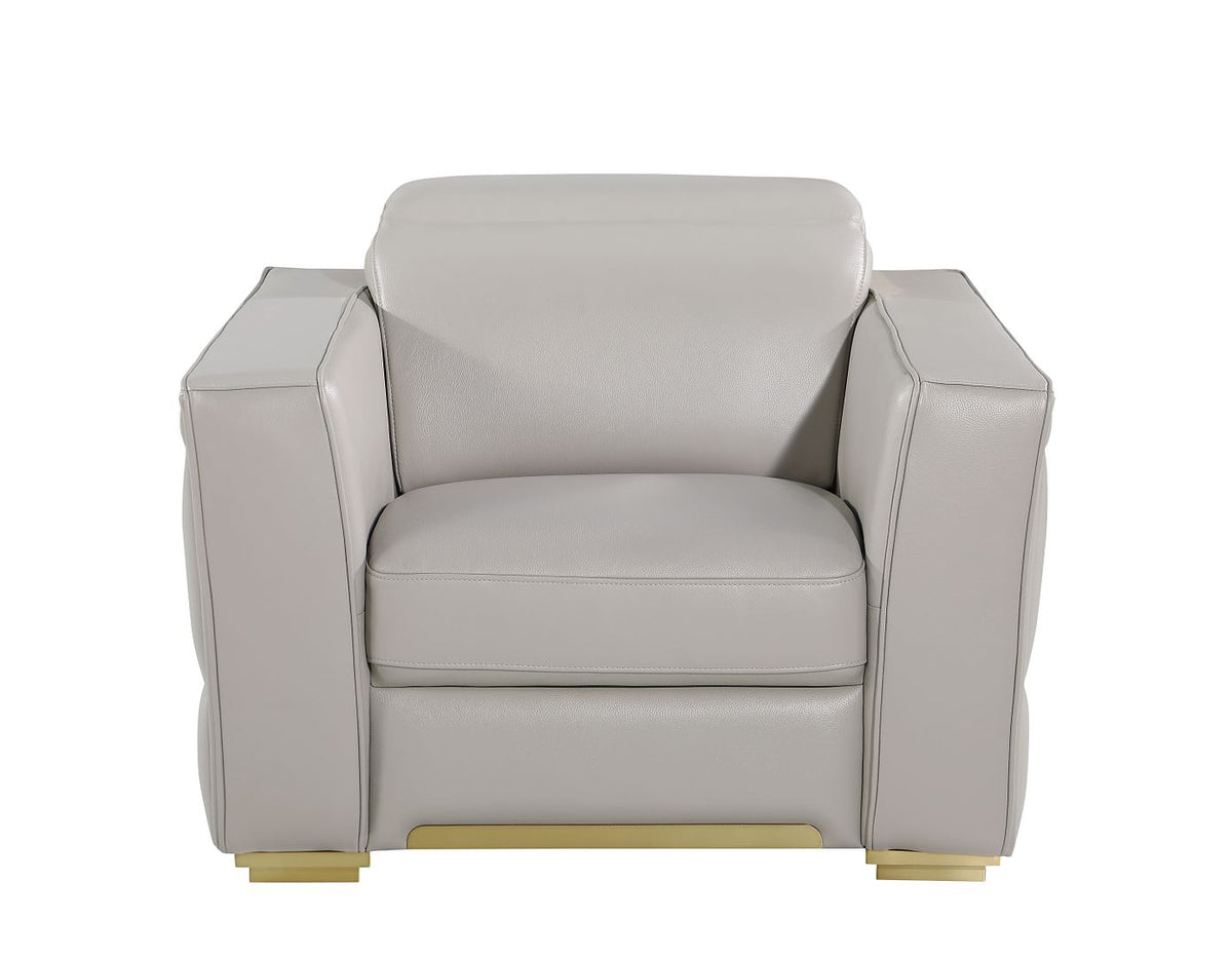 1120 Divanitalia Chair with Adjustable Headrest in Top-grain Italian Leather - Light Grey - SKU 1120-LT-GREY-CH