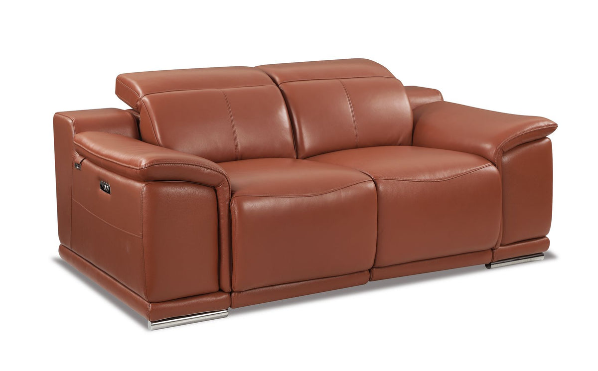 9762 Divanitalia Top Grain Italian Leather Power Reclining Loveseat with Adjustable Headrests - Camel - SKU 9762-PWR-L-CAMEL - view 2