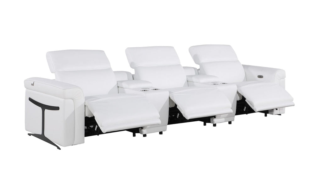 1126 Divanitalia 5-Piece Modular Power Reclining Sofa in Top Grain Italian Leather with 3 Power Recliners & Power Headrests