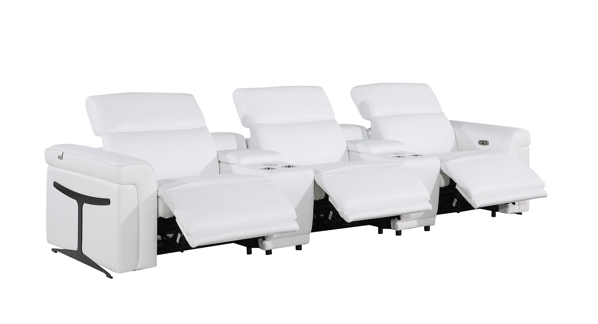 1126 Divanitalia 5-Piece Modular Power Reclining Sofa in Top Grain Italian Leather with 3 Power Recliners & Power Headrests