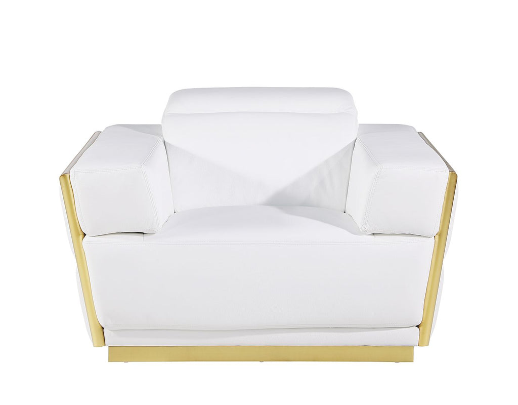 1111 Divanitalia 3-Piece Sofa Set with Adjustable Headrest in Top-grain Italian Leather - White - SKU 1111-WHITE-3PC - view 9