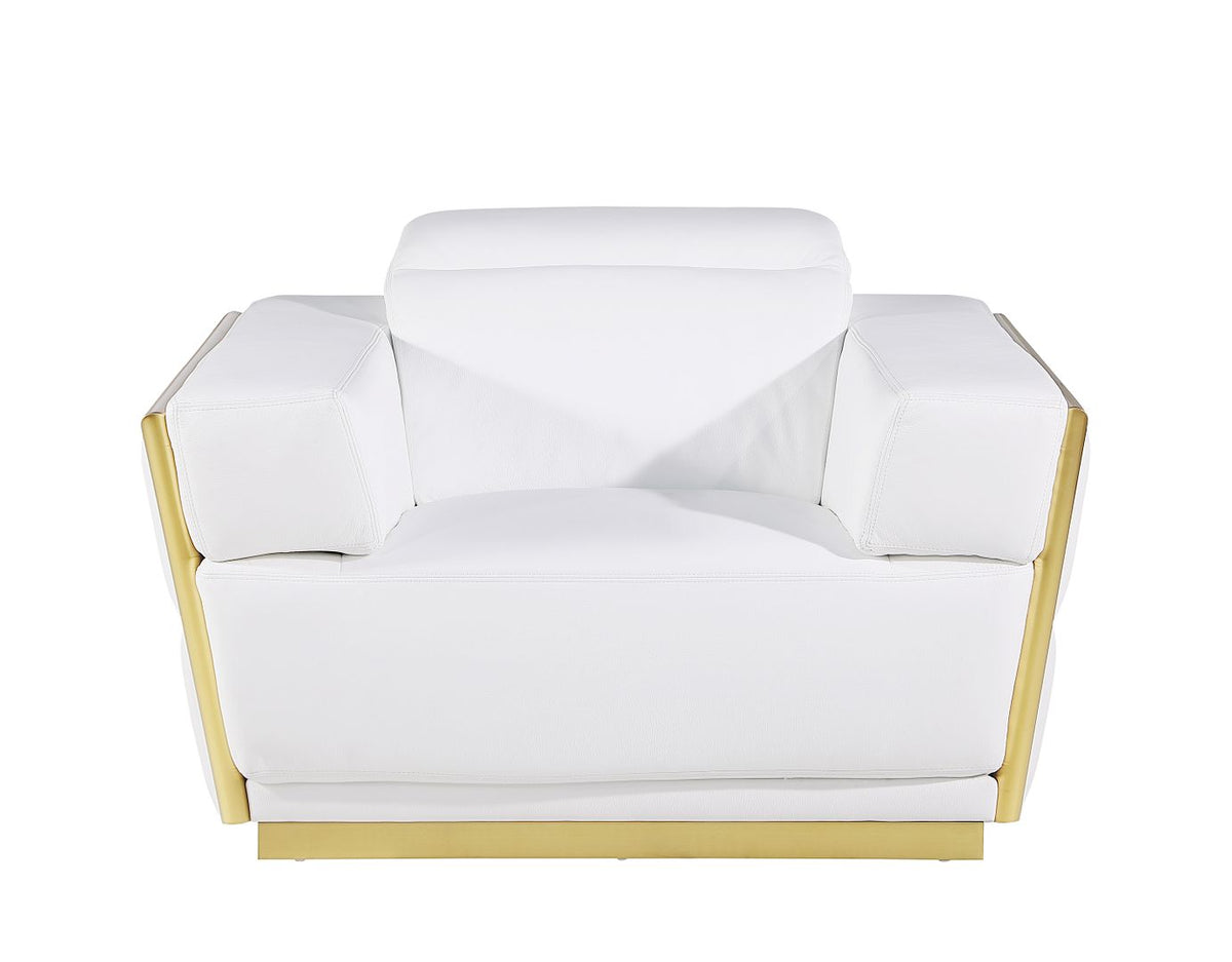 1111 Divanitalia 3-Piece Sofa Set with Adjustable Headrest in Top-grain Italian Leather - White - SKU 1111-WHITE-3PC - view 9