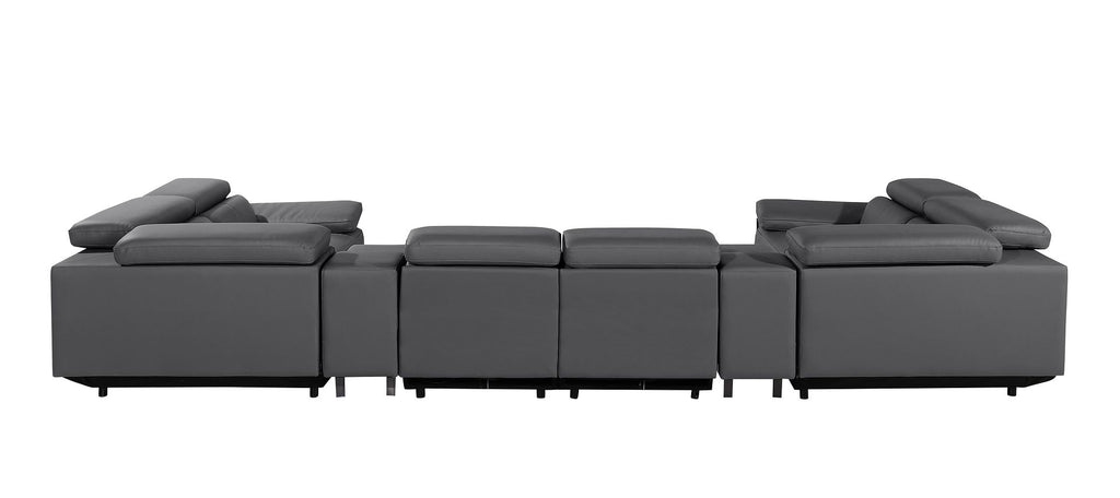 1246 Divanitalia 8-Piece U-Shaped Modular Power Reclining Sectional Sofa with 2 Power Recliners and Power Headrests - Top Grain Italian Leather
