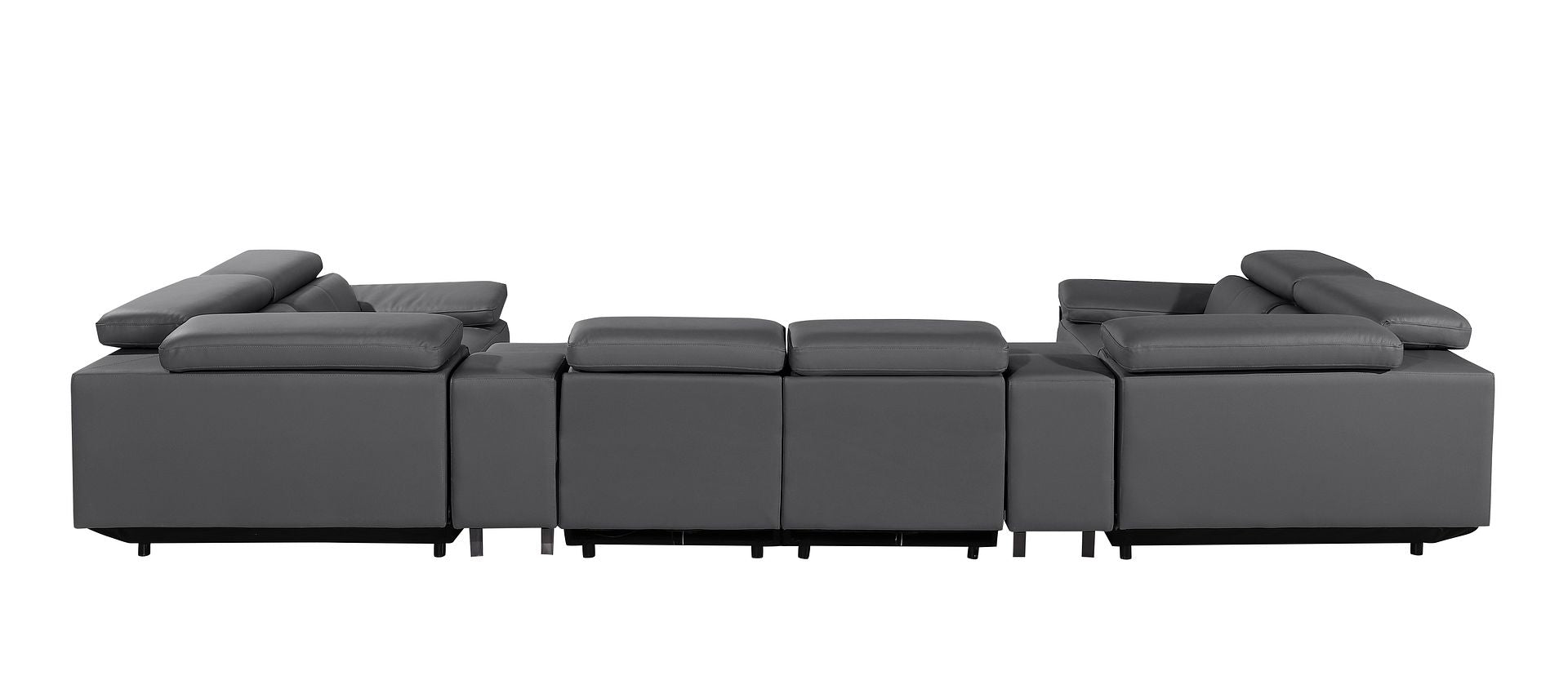 1246 Divanitalia 8-Piece U-Shaped Modular Power Reclining Sectional Sofa with 2 Power Recliners and Power Headrests - Top Grain Italian Leather