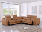 1116 Divanitalia 6-Piece L-Shaped Sectional Sofa in Top Grain Italian Leather with 3 Power Recliners & Power Headrests - Cognac - SKU 1116-COGNAC-6PC-3PWR-SECTIONAL- GROUP - view 2