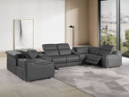 1116 Divanitalia 8-Piece U-Shaped Sectional Sofa in Top Grain Italian Leather with 2 Power Recliners & Power Headrests - Dark Grey - SKU 1116-DK_GREY-8PC-2PWR-U-SECTIONAL-GROUP - view 2