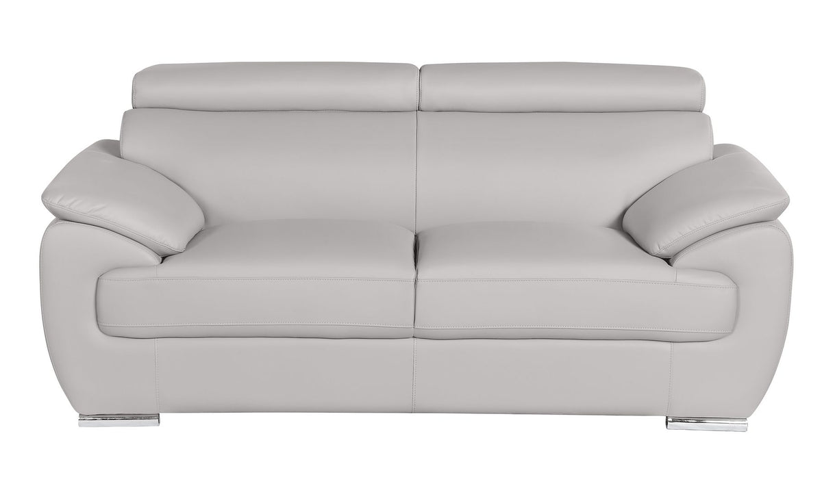 4571 Modern Genuine Leather Loveseat - Light Grey - SKU 4571-L-LT-GREY