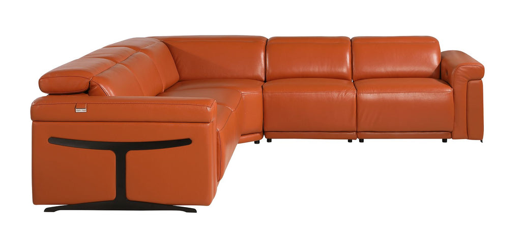 1126 Divanitalia 5-Piece L-Shaped Sectional Sofa in Top Grain Italian Leather with 3 Power Recliners & Power Headrests - Camel - SKU 1126-CAMEL-SEC-5PC-3PWR-SECTIONAL- GROUP - view 4