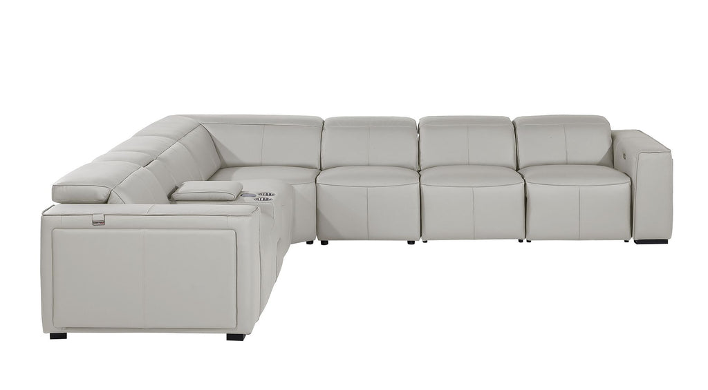 1224 Divanitalia 7-Piece L-Shaped Sectional Sofa in Top Grain Italian Leather with 4 Power Recliners & Power Headrests