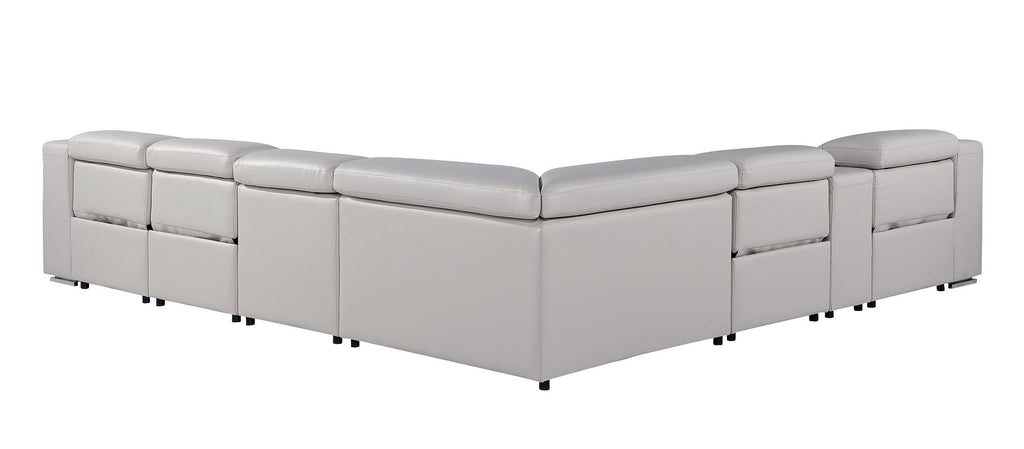 1116 Divanitalia 7-Piece L-Shaped Sectional Sofa in Top Grain Italian Leather with 4 Power Recliners & Power Headrests - Light Grey - SKU 1116-LT-GREY-7PC-4PWR-SECTIONAL - GROUP - view 6