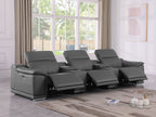 9762 Divanitalia 5-Piece Modular Power Reclining Sofa and Loveseat Set with 3 Power Recliners in Top Grain Italian Leather