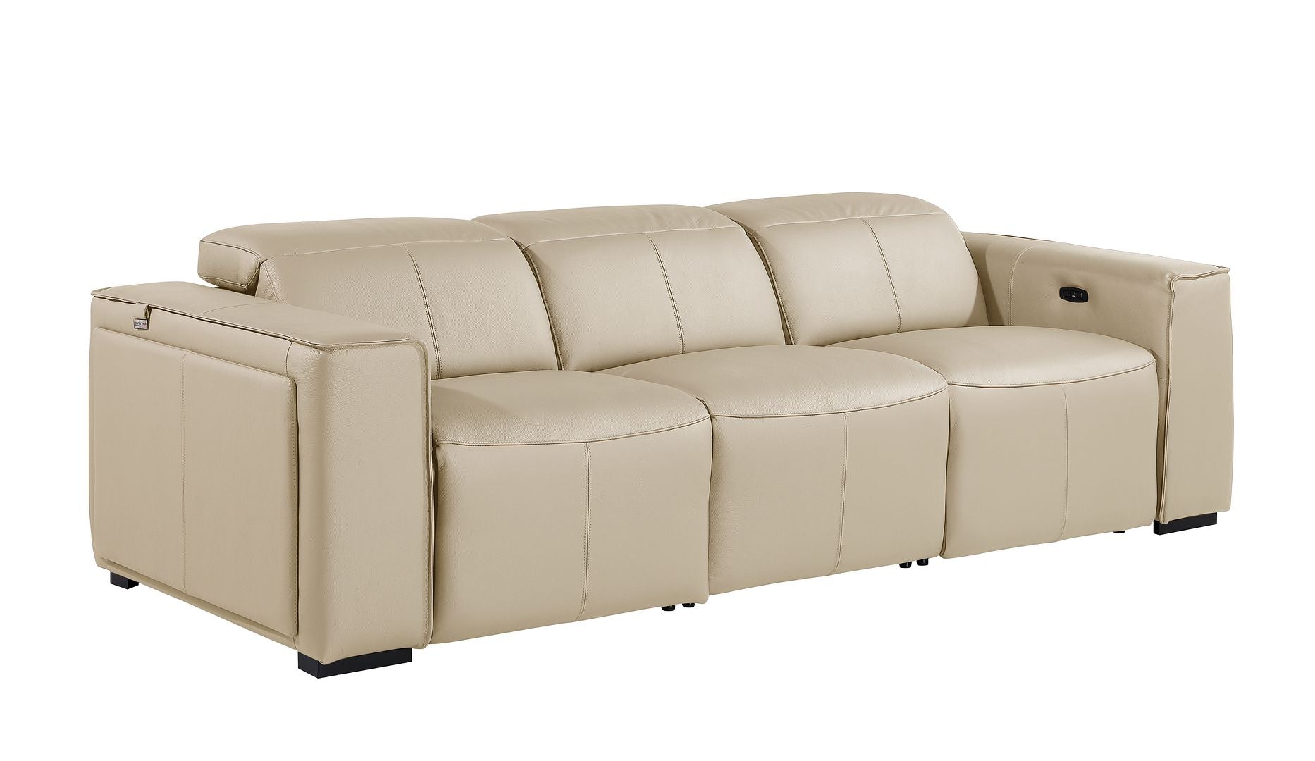 1224 Divanitalia 3-Piece Modular Power Reclining Sofa in Top Grain Italian Leather with 2 Power Recliners & Power Headrests