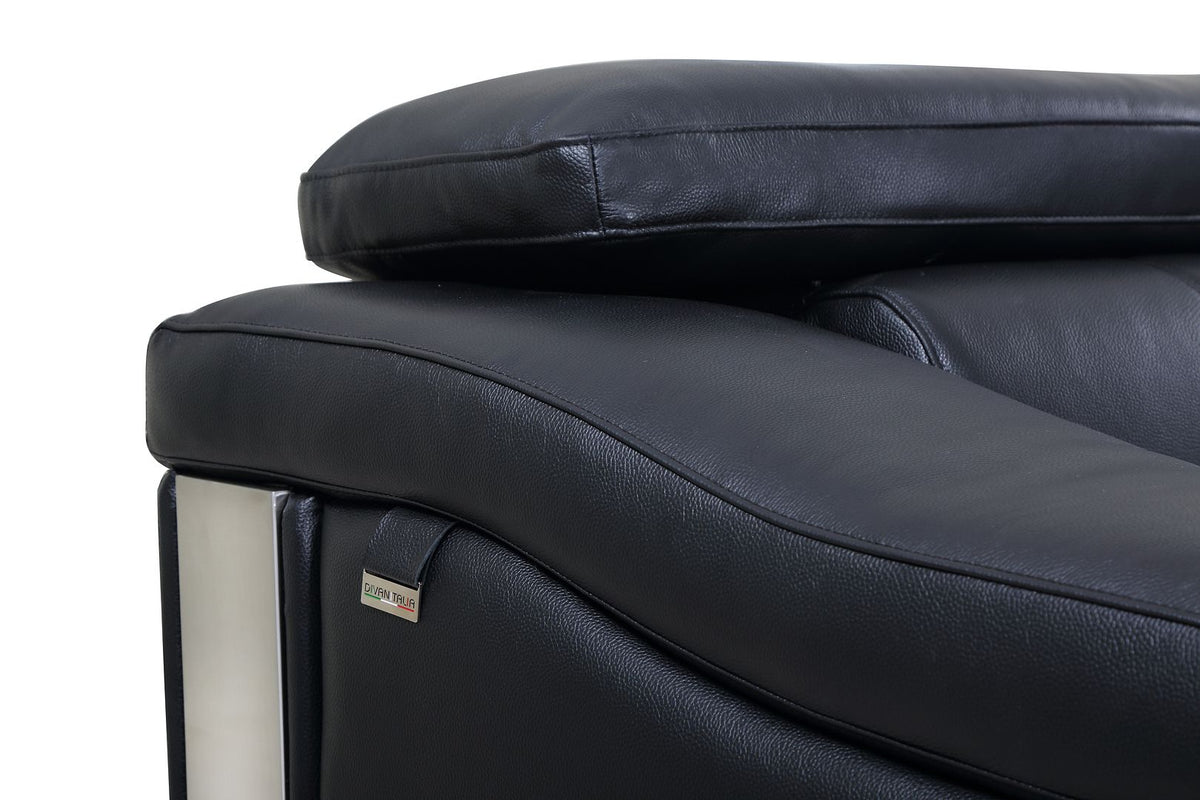 415 Divanitalia Sofa with Adjustable Headrest in Top-grain Italian Leather - Black - SKU 415-S-BLACK - view 8