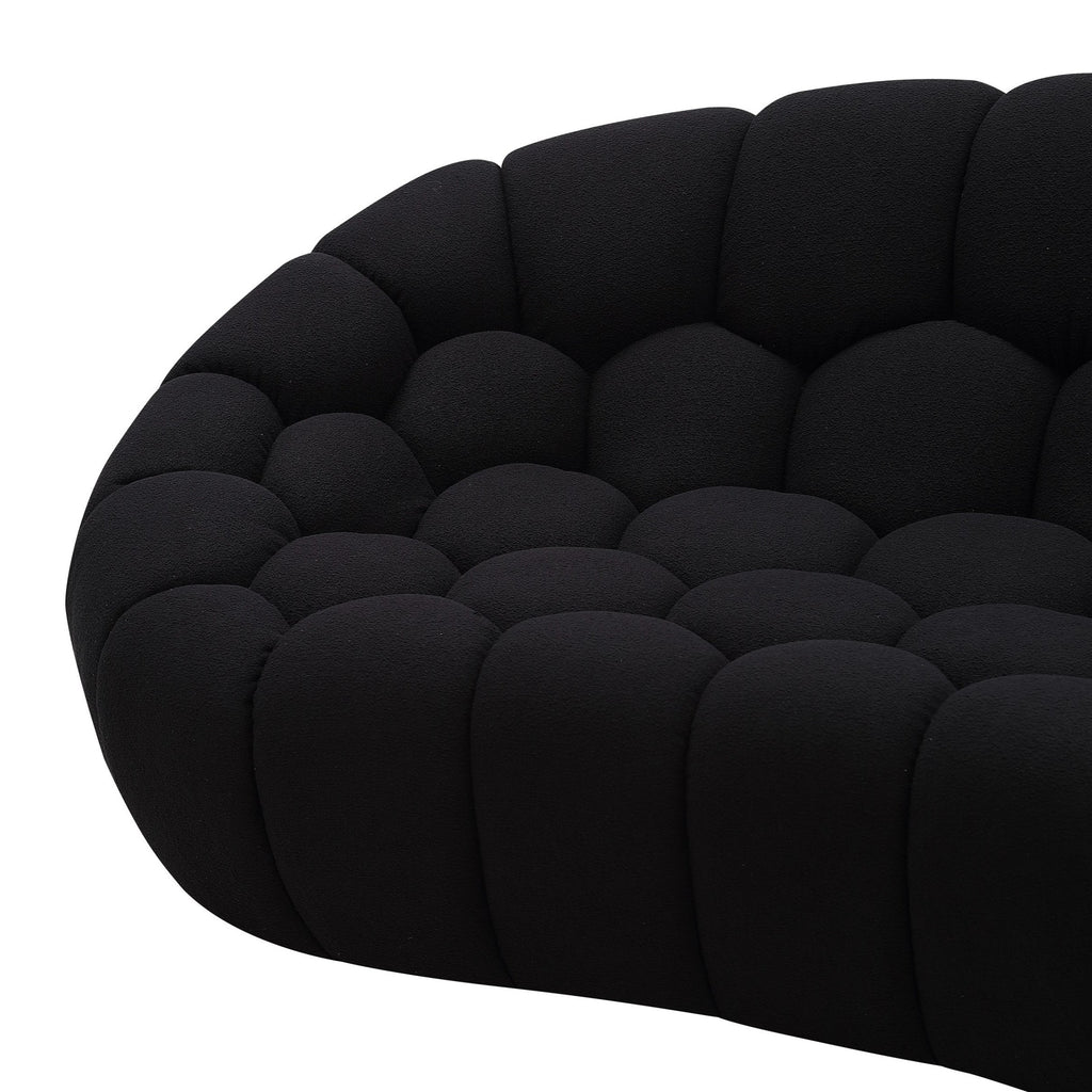 Yolonda - Modern Curved Black Fabric Sofa
