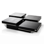 Horizon - Modern Black Crocodile Coffee Table with Pull Out Squares